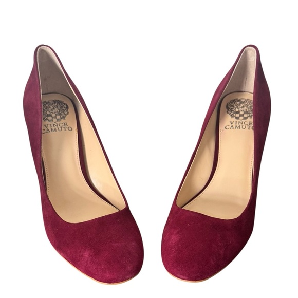 Vince Camuto Suede Pumps & Chunky Flared Heel in Ribbon Red-size 8.5- NWT - Picture 1 of 6